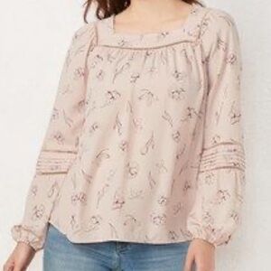 LC Lauren Conrad Blush Floral Blouse